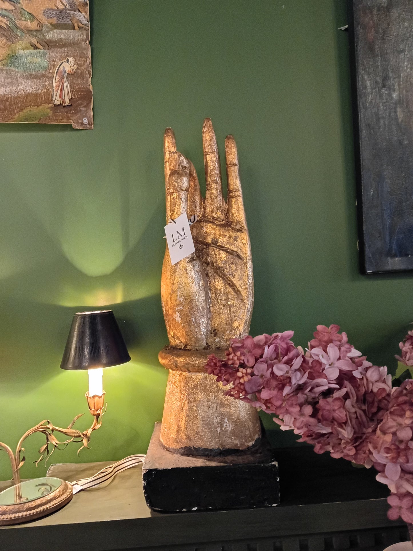 Carved wood hand