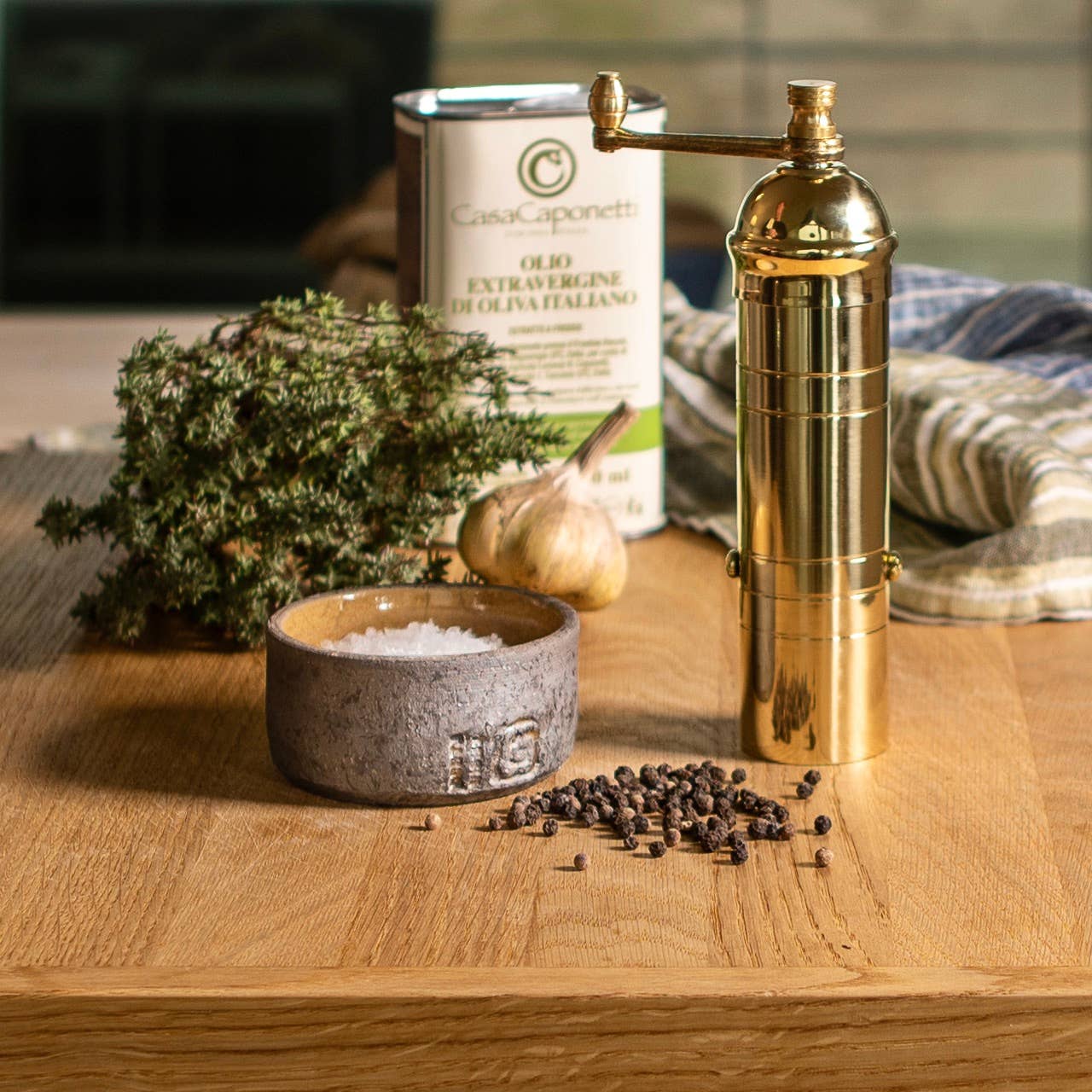 Rune-Jakobsen Design - The original 'Small Brass Mill' - 7" pepper grinder