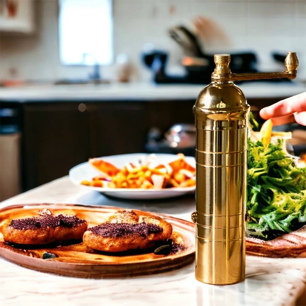 Rune-Jakobsen Design - The original 'Small Brass Mill' - 7" pepper grinder