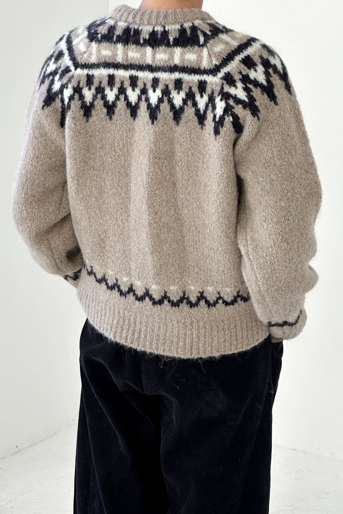 beige sweater, Falmouth Maine Fair Isle