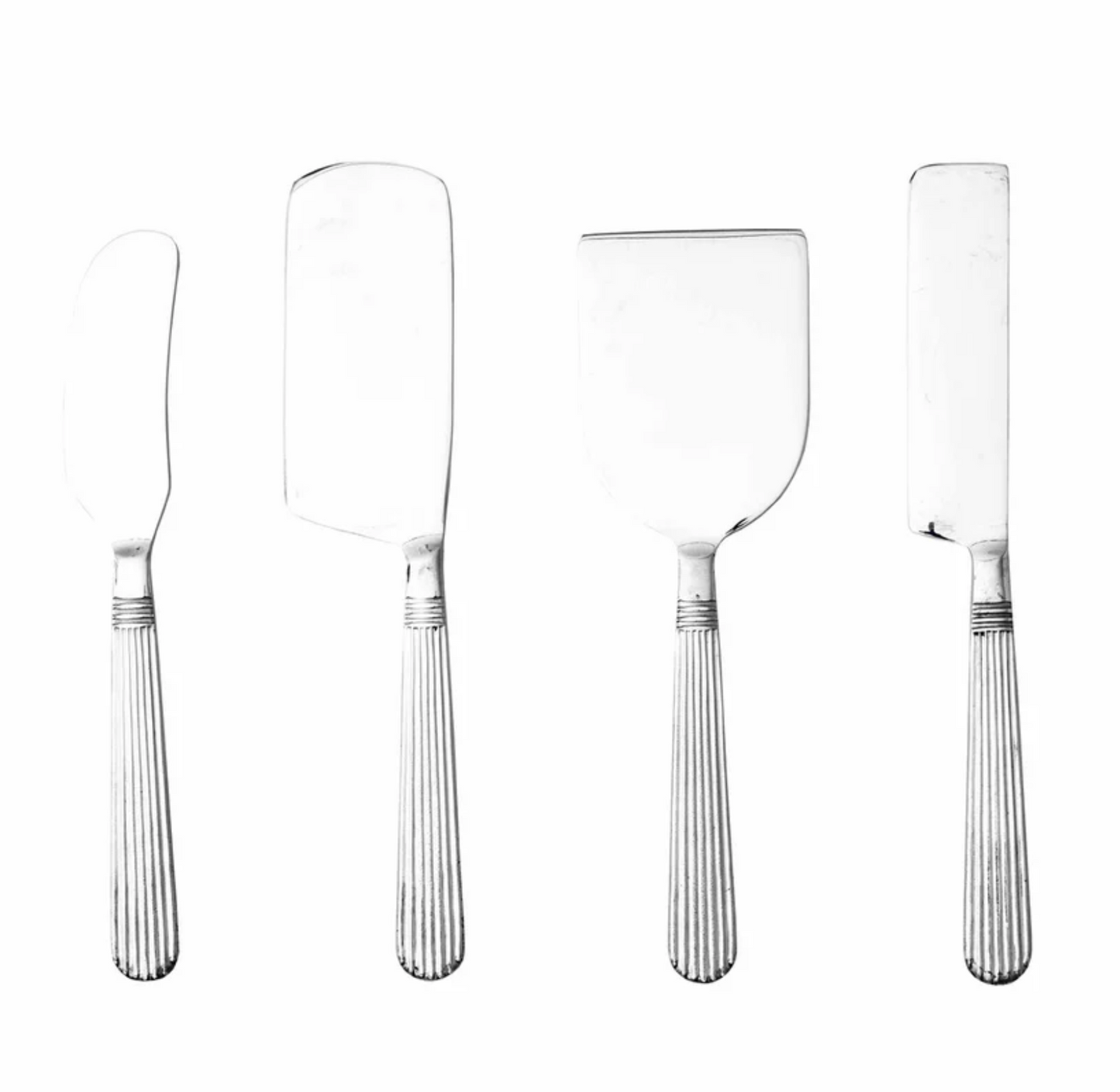 Deco Cheese Knives Silver Set/4