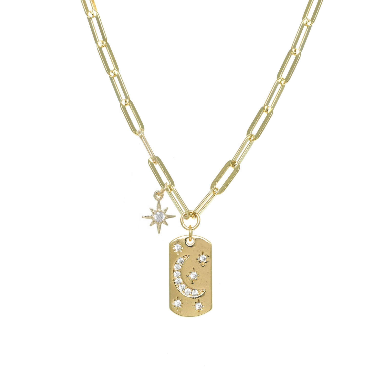 Moon and Star Dog Tag