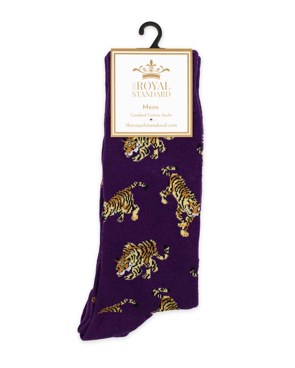 The Royal Standard - Men's Go Get Em Tiger Socks Purple/Gold/Taupe One Size