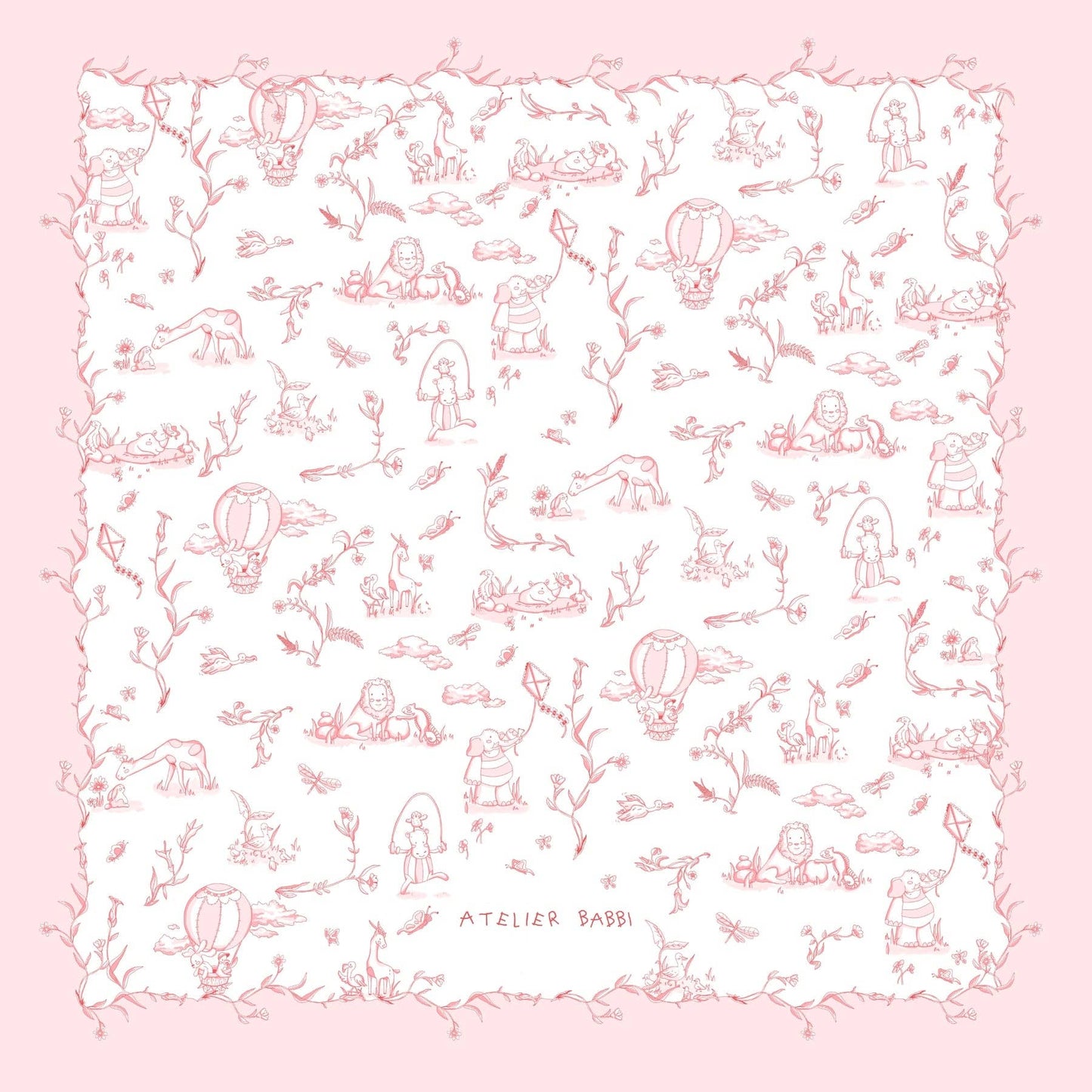 Atelier Babbi - Double-Layer Muslin Blanket - Toile De Jouy/Pink