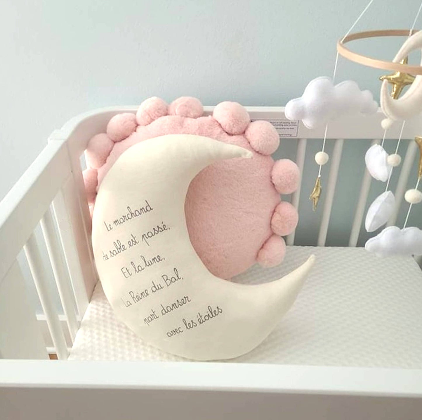 Linen & Silk Moon Shaped Pillow