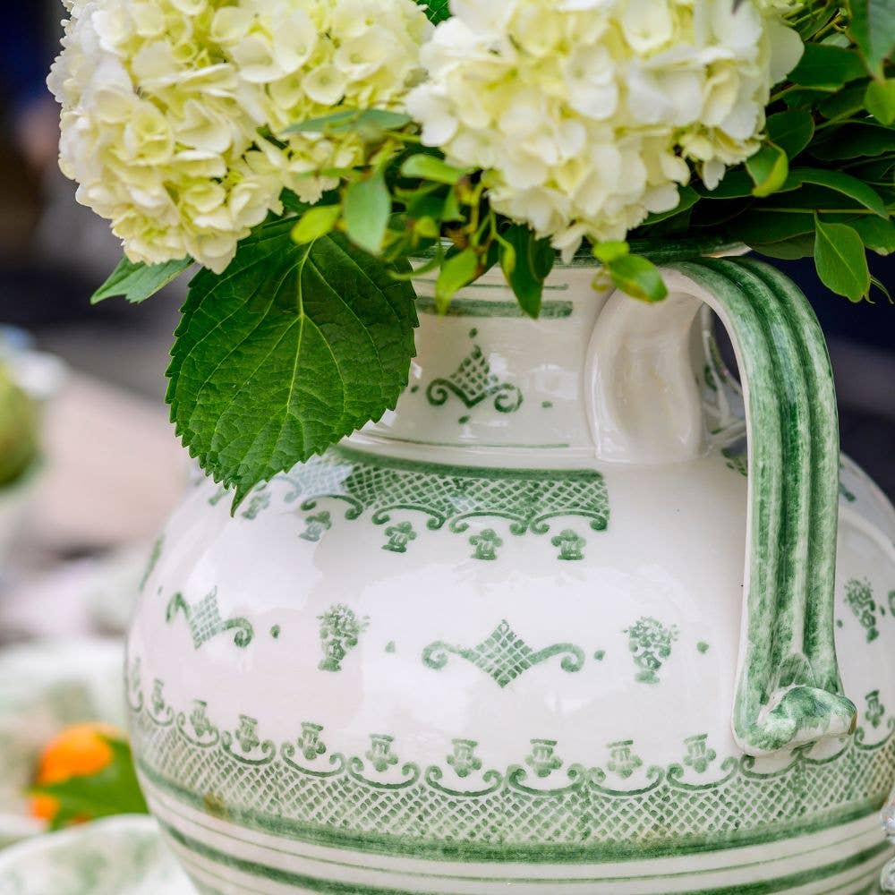 Italian Hand-painted Green Oversized Vase