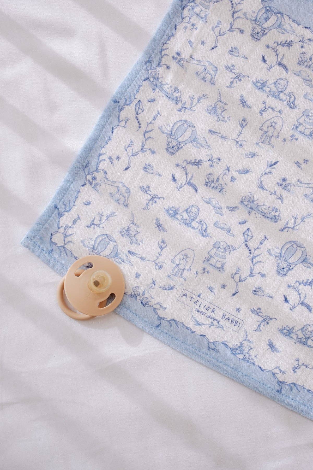 Toile de Jouy Blue Burp Cloth