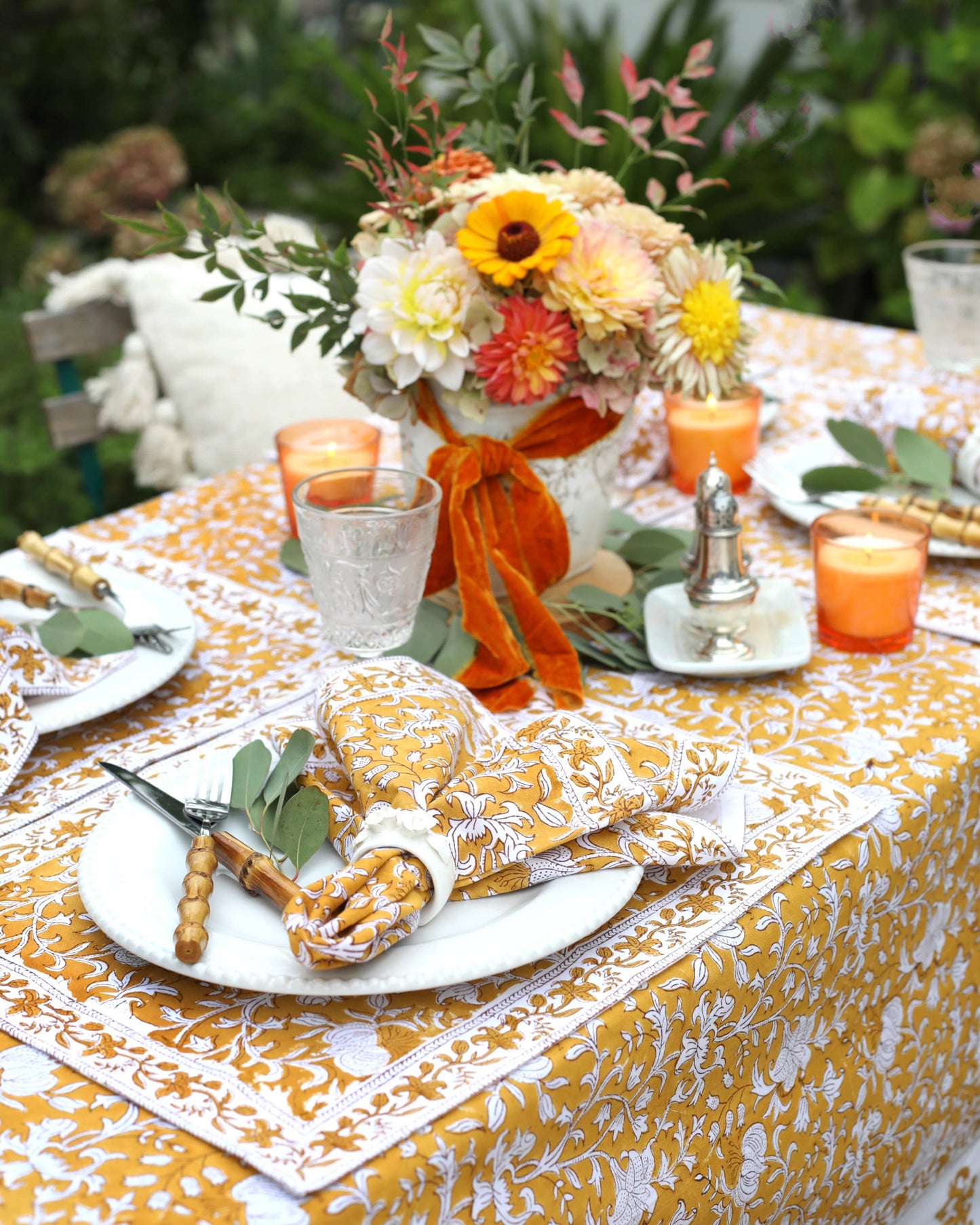 PACIFIC & ROSE TEXTILES - Napkin Pacho Saffron Floral, Set of 4