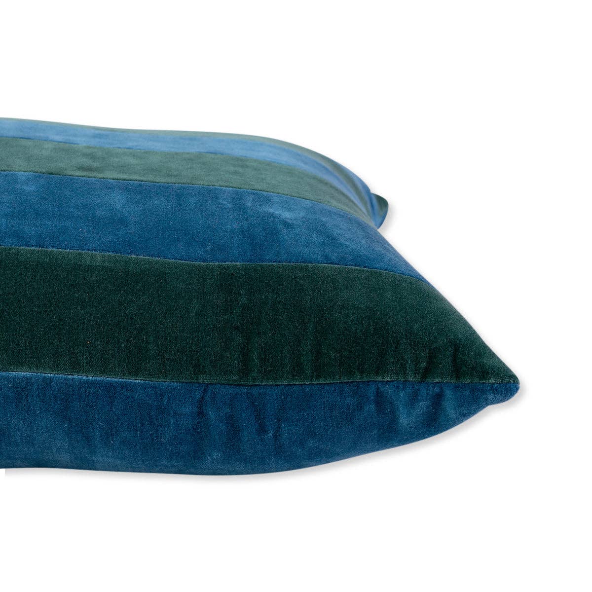 Furbish Studio - Striped Velvet Lumbar Pillow - Green + Peacock
