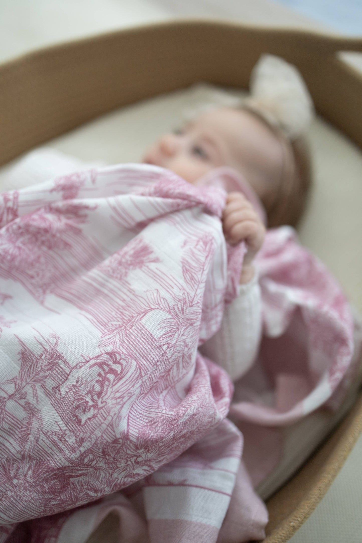 Organic Jungle Toile Muslin Blanket Pink