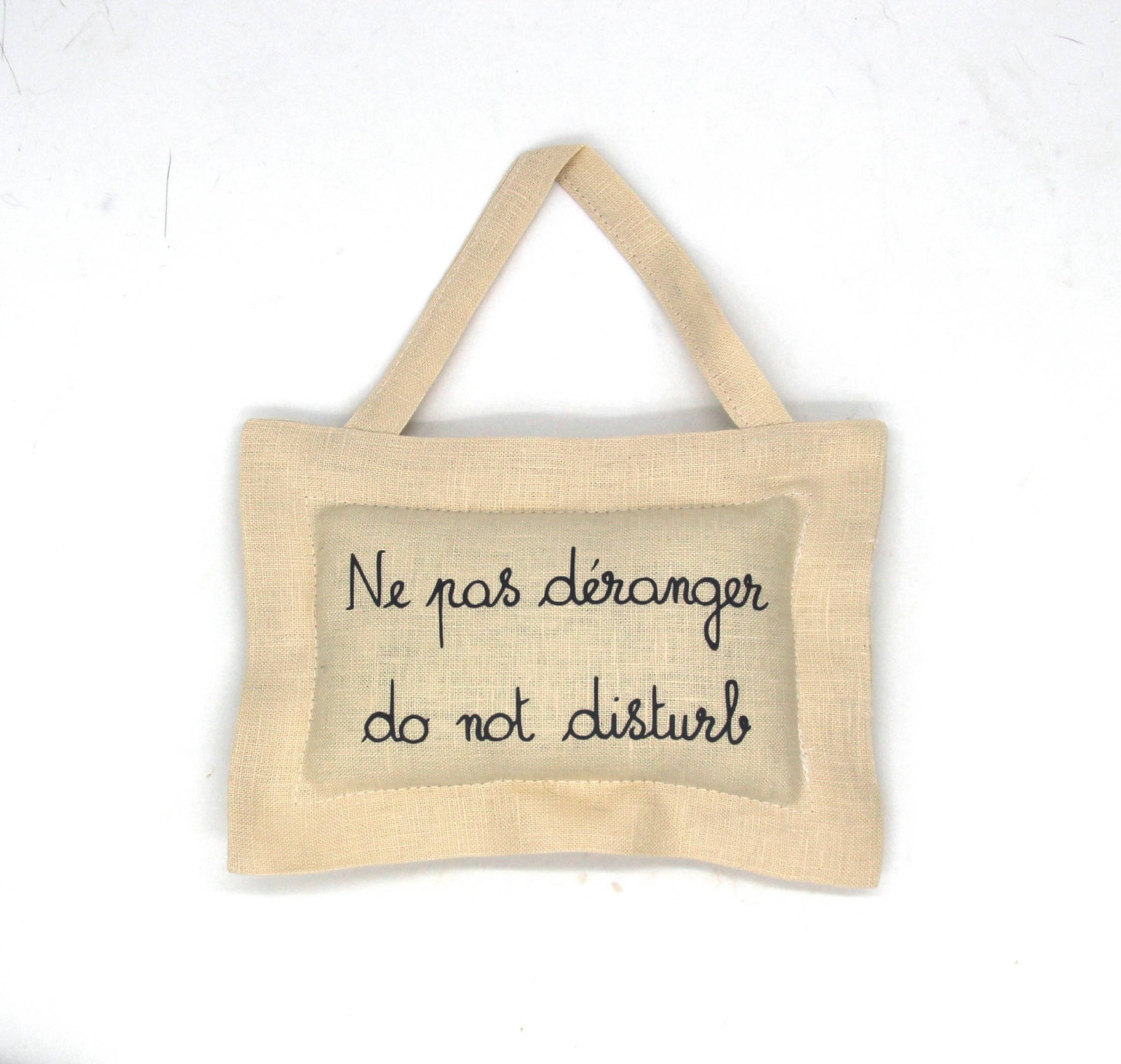 "Do not disturb" in French and English Hanging pillow
