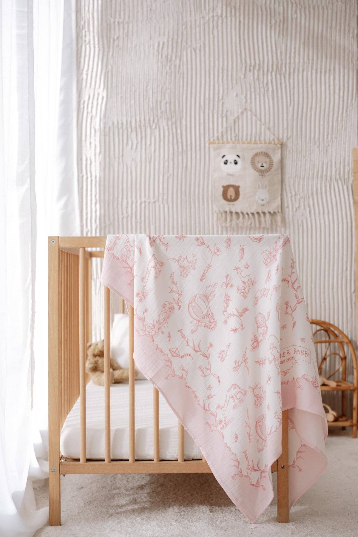 Atelier Babbi - Double-Layer Muslin Blanket - Toile De Jouy/Pink