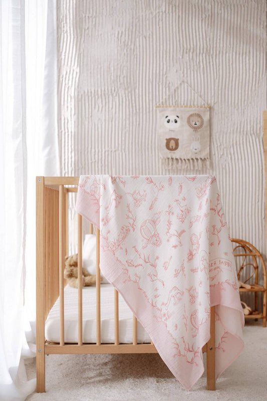 Atelier Babbi - Double-Layer Muslin Blanket - Toile De Jouy/Pink