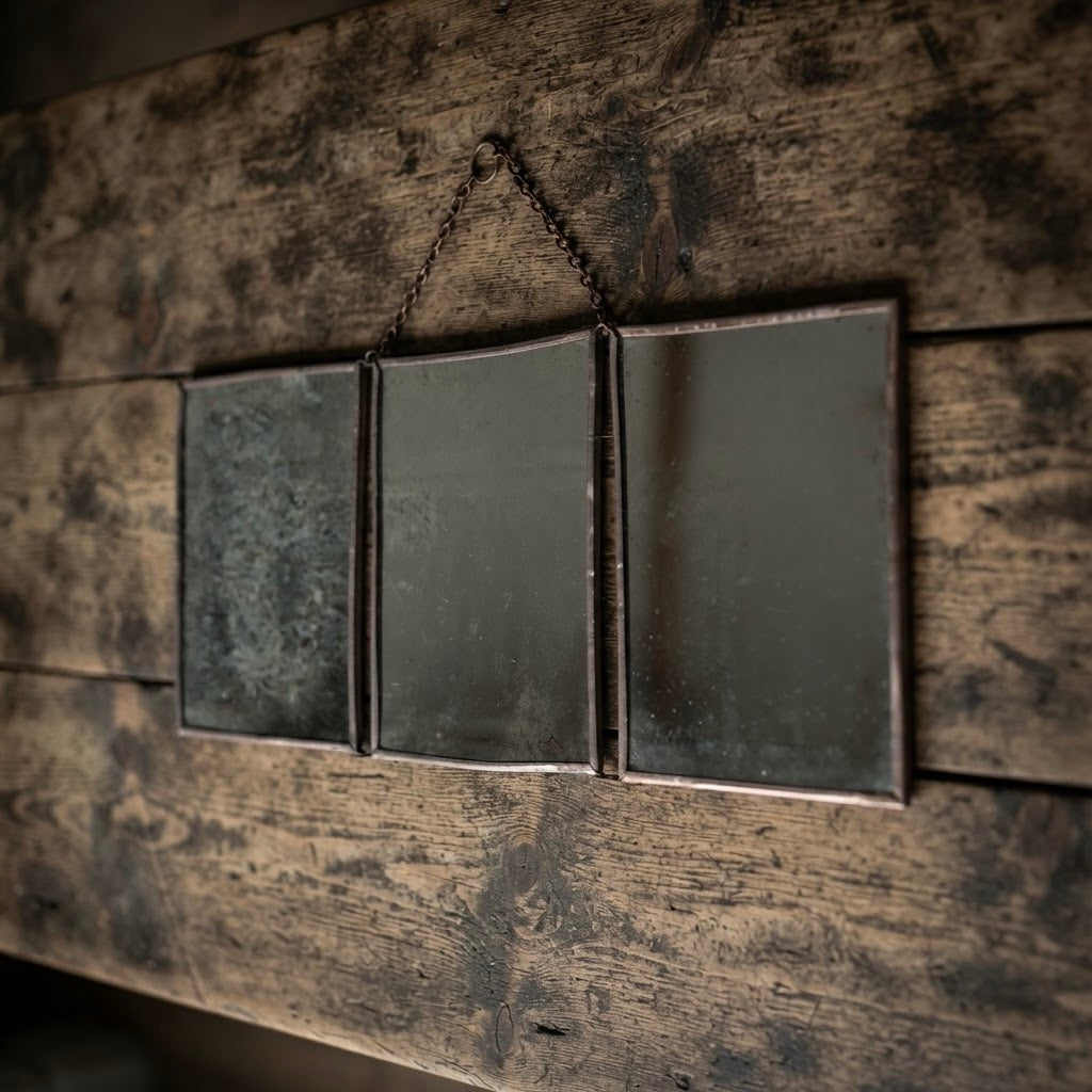 Victorian antique triptych folding mirror