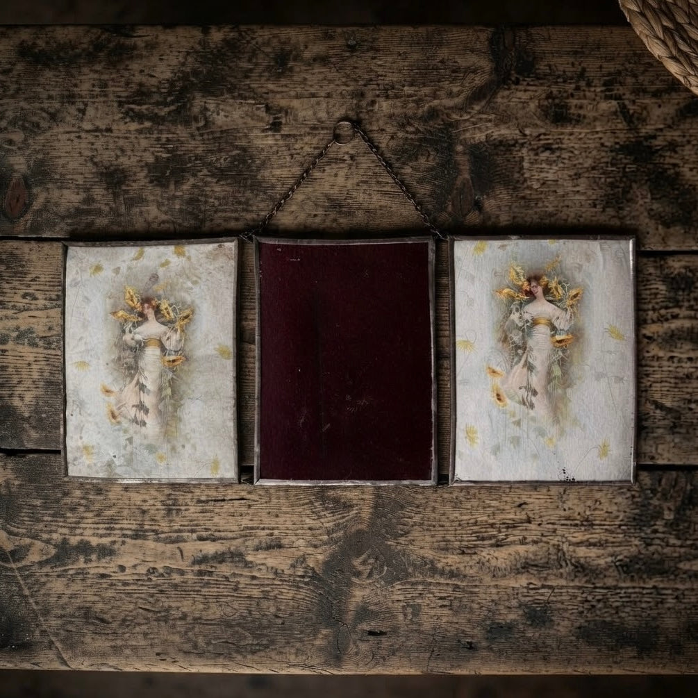 Victorian antique triptych folding mirror