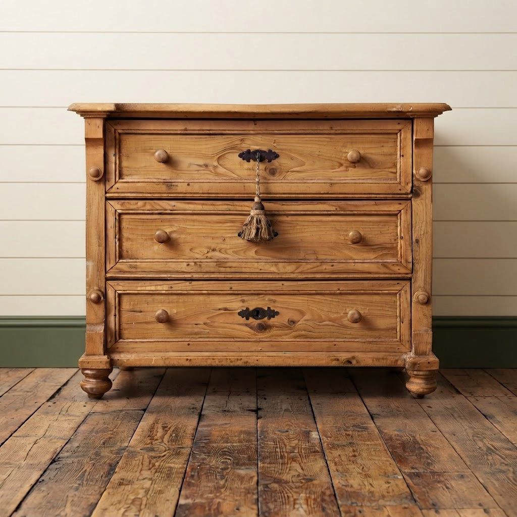 Decorative Pine Chest of Drawers with Tassel