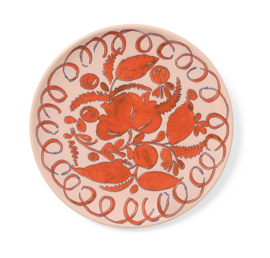 Decorative plate with floral patterns on a beige background