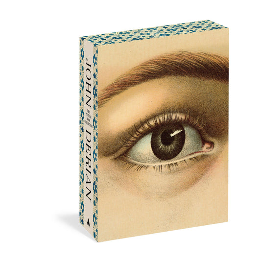 Book or box with an illustration of an eye on a white background