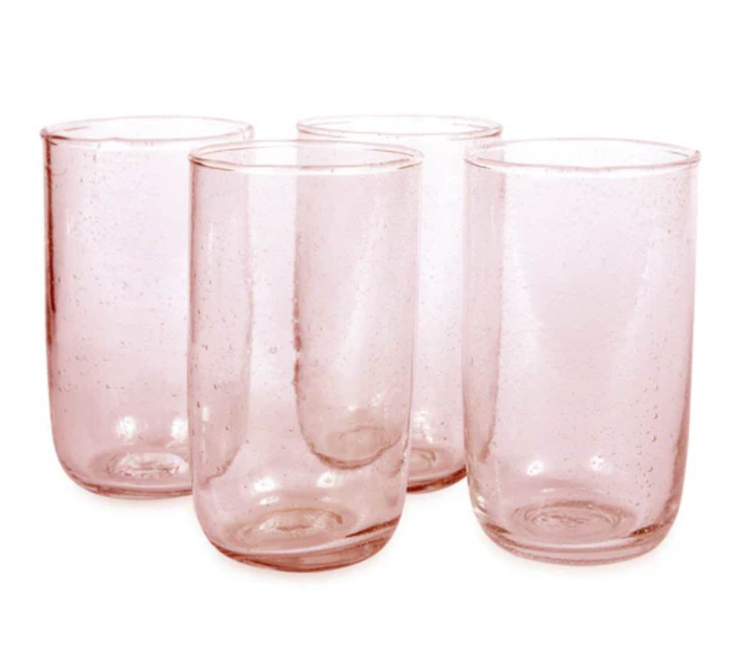 Pale Rose Seeded Water Glasses