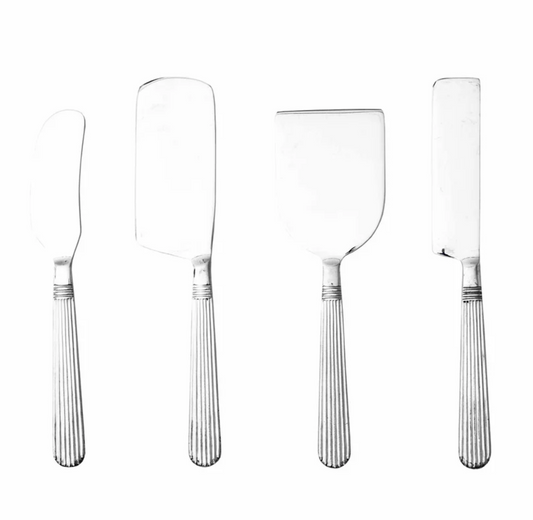 Deco Cheese Knives Silver Set/4