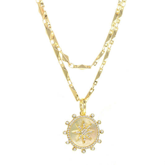Mother of Pearl Compass Necklace