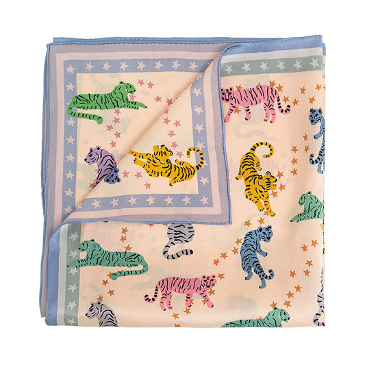 Lost Pattern NYC - "Neon Tigers" Silk Bandana Scarf