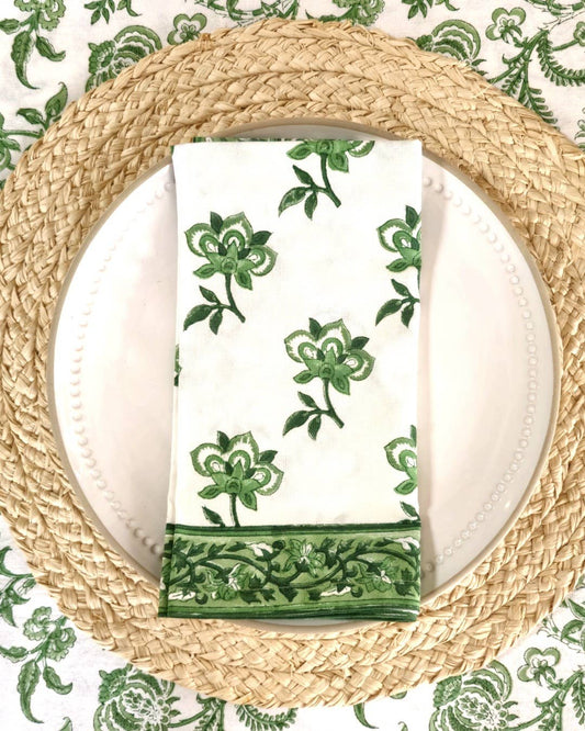 PACIFIC & ROSE TEXTILES - Napkin Lilibet Green Buti, Set of 4