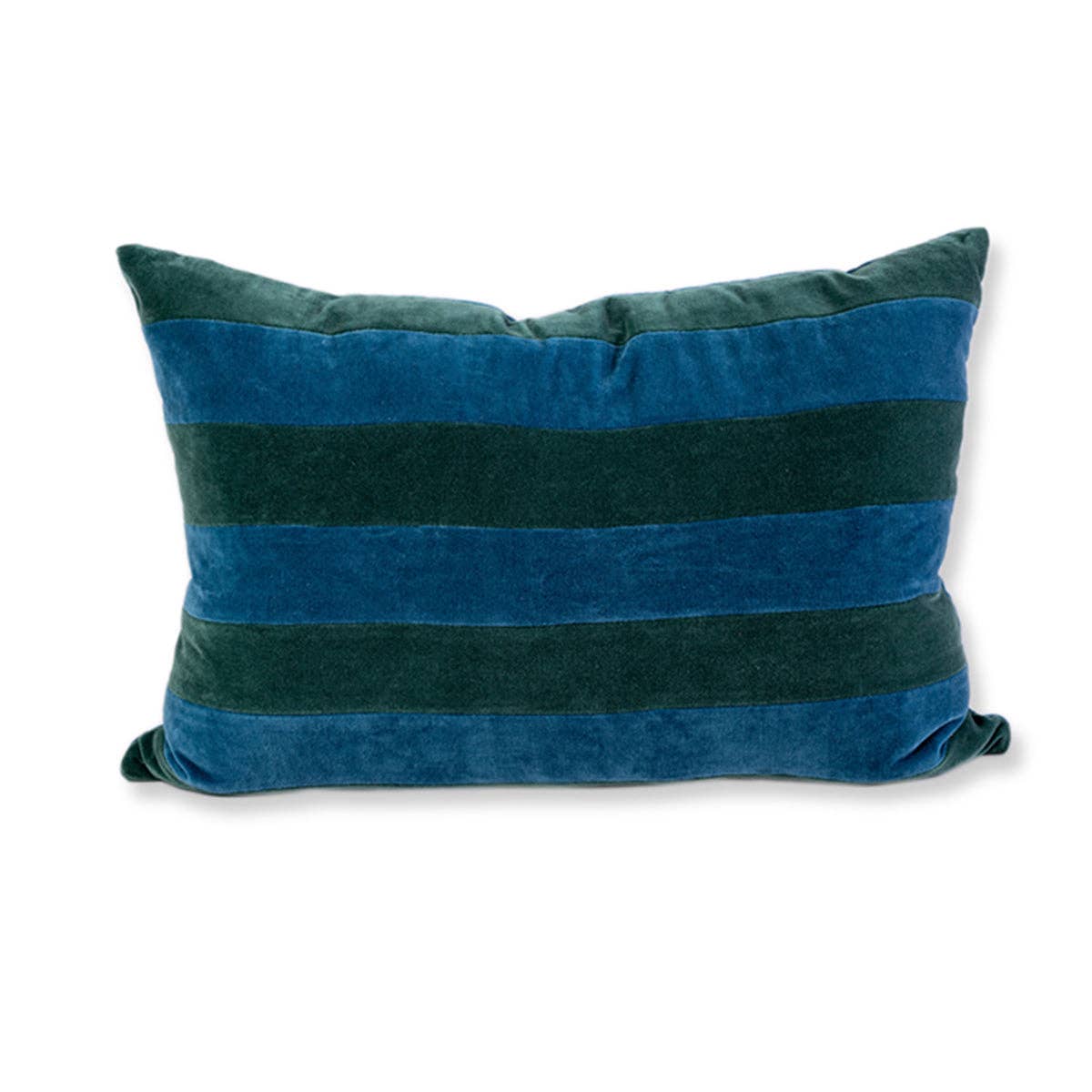 Furbish Studio - Striped Velvet Lumbar Pillow - Green + Peacock