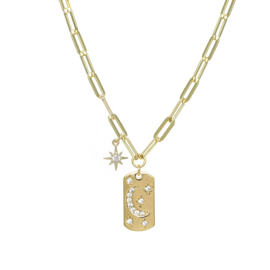 Moon and Star Dog Tag