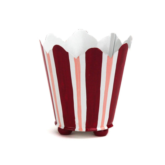 Scalloped Tole Cachepots - Red and Pink