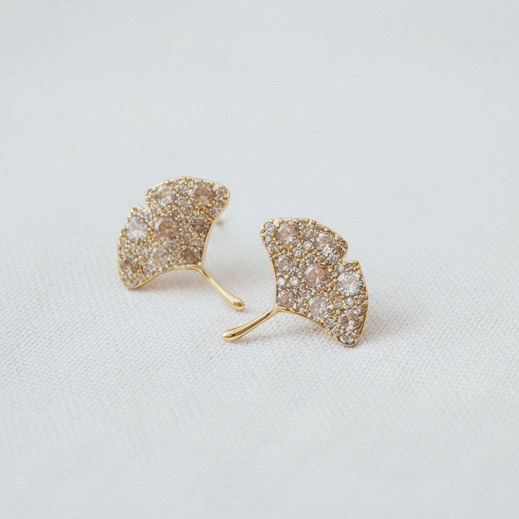 Ginkgo Leaf Stud Earrings