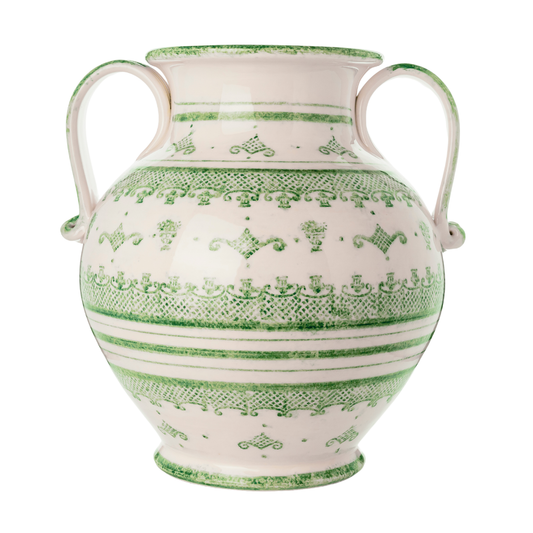 Italian Hand-painted Green Oversized Vase