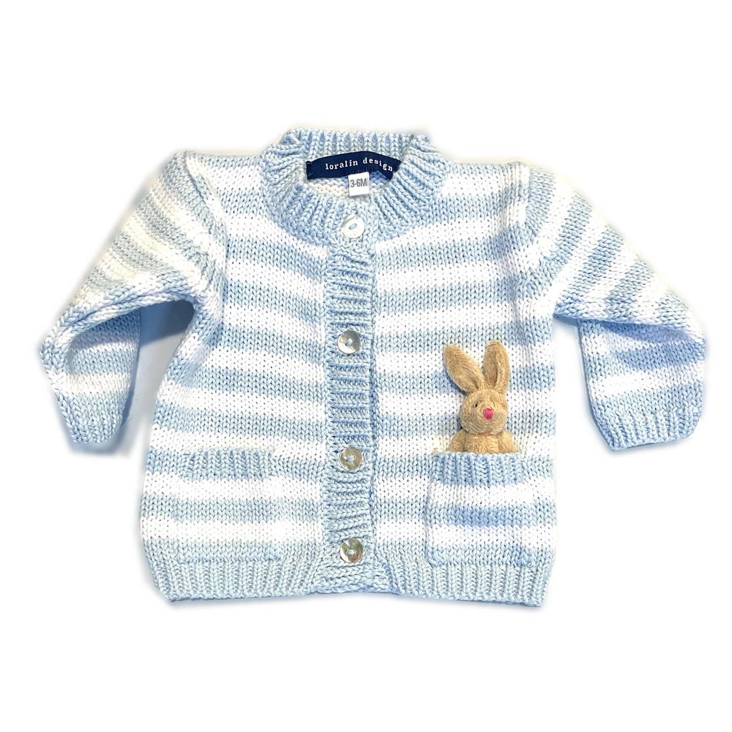 Sky Blue Striped Bunny Cardigan