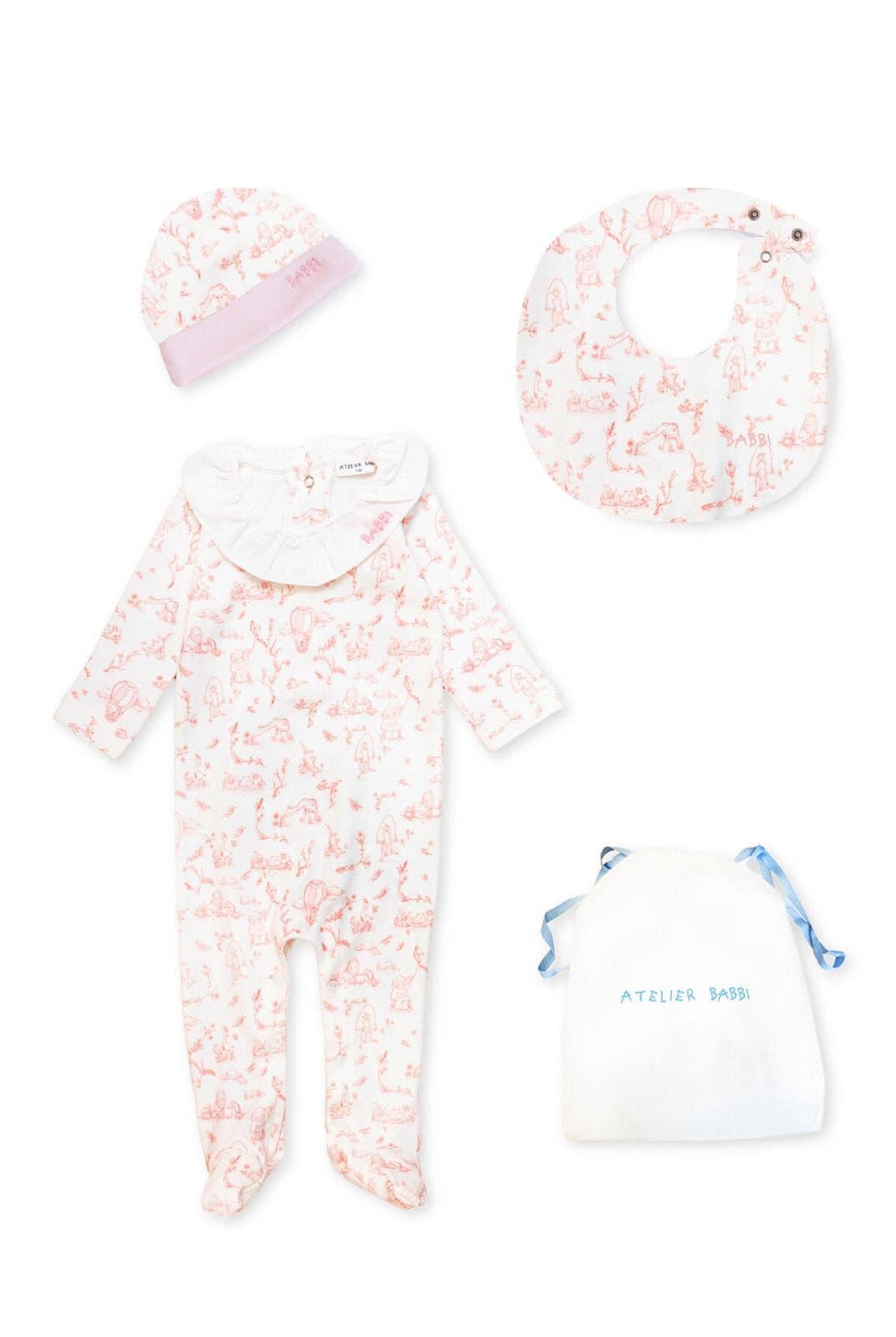 Toile De Jouy  Pink 3-Piece Newborn Set