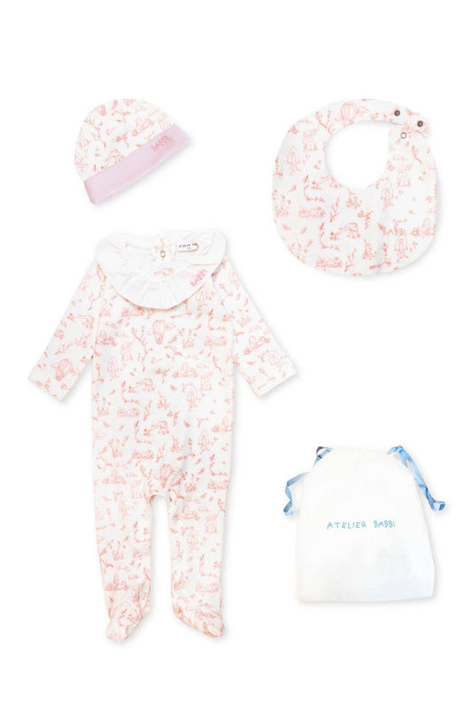 Toile De Jouy  Pink 3-Piece Newborn Set