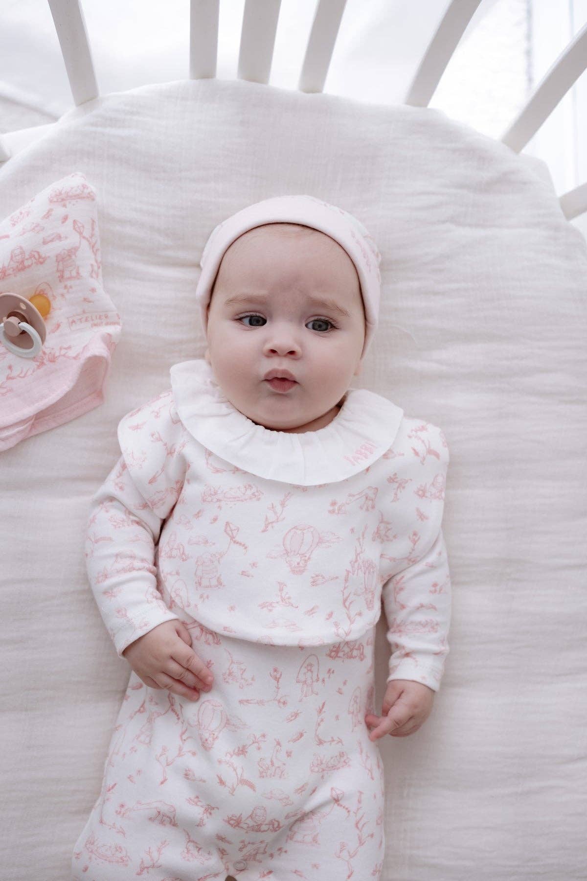 Toile De Jouy  Pink 3-Piece Newborn Set