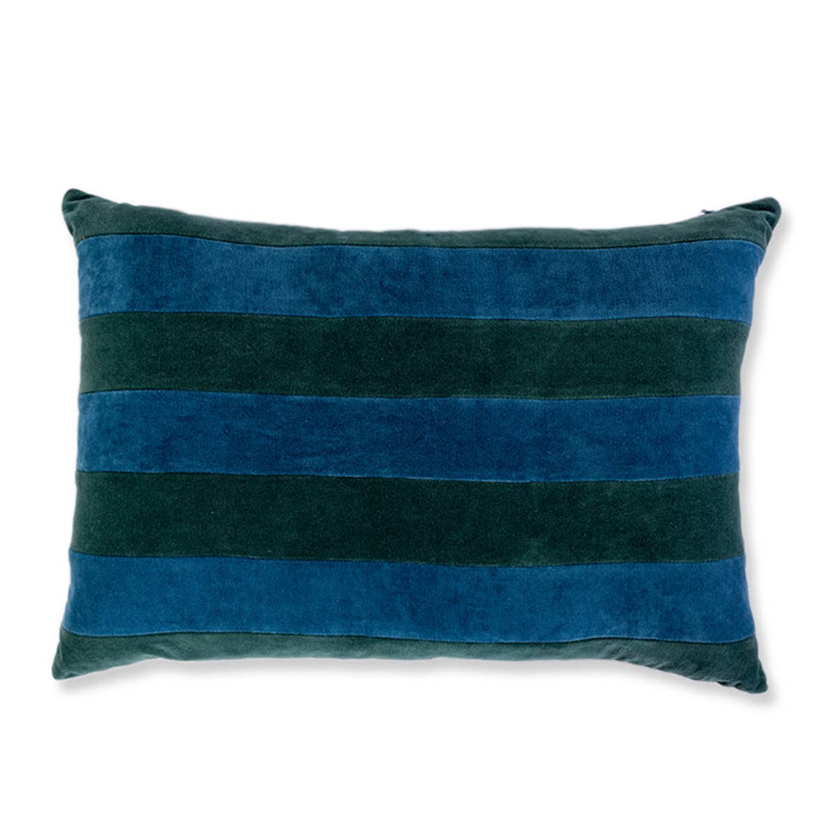 Furbish Studio - Striped Velvet Lumbar Pillow - Green + Peacock