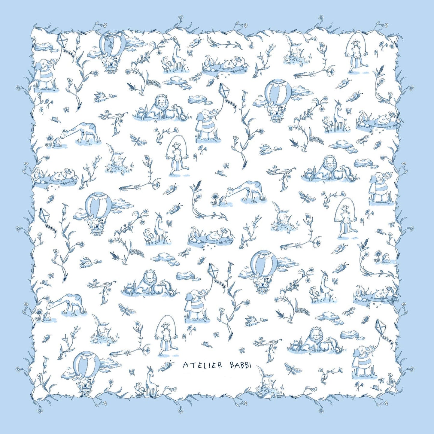Atelier Babbi - Double-Layer Muslin Blanket - Toile De Jouy/Blue