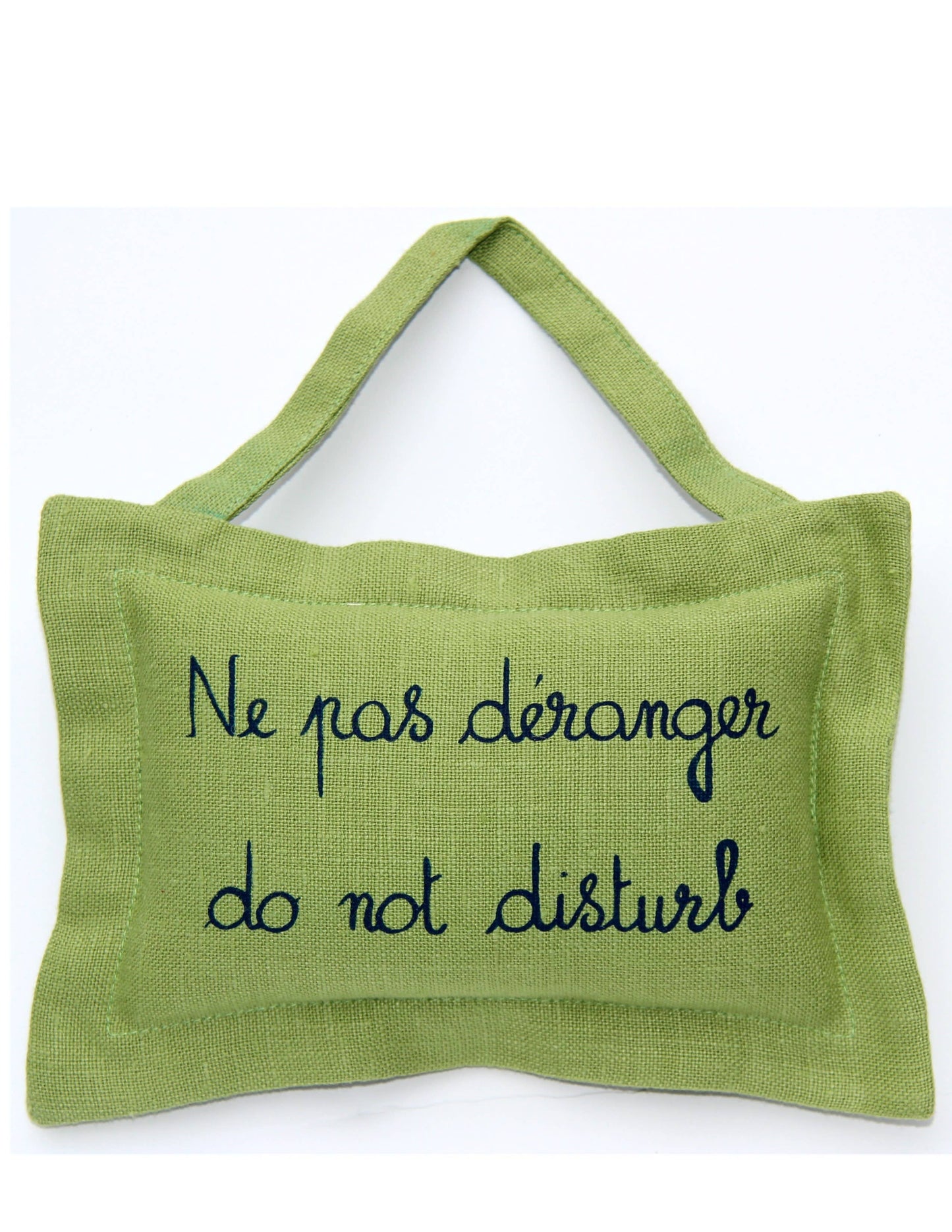"Do not disturb" in French and English Hanging pillow